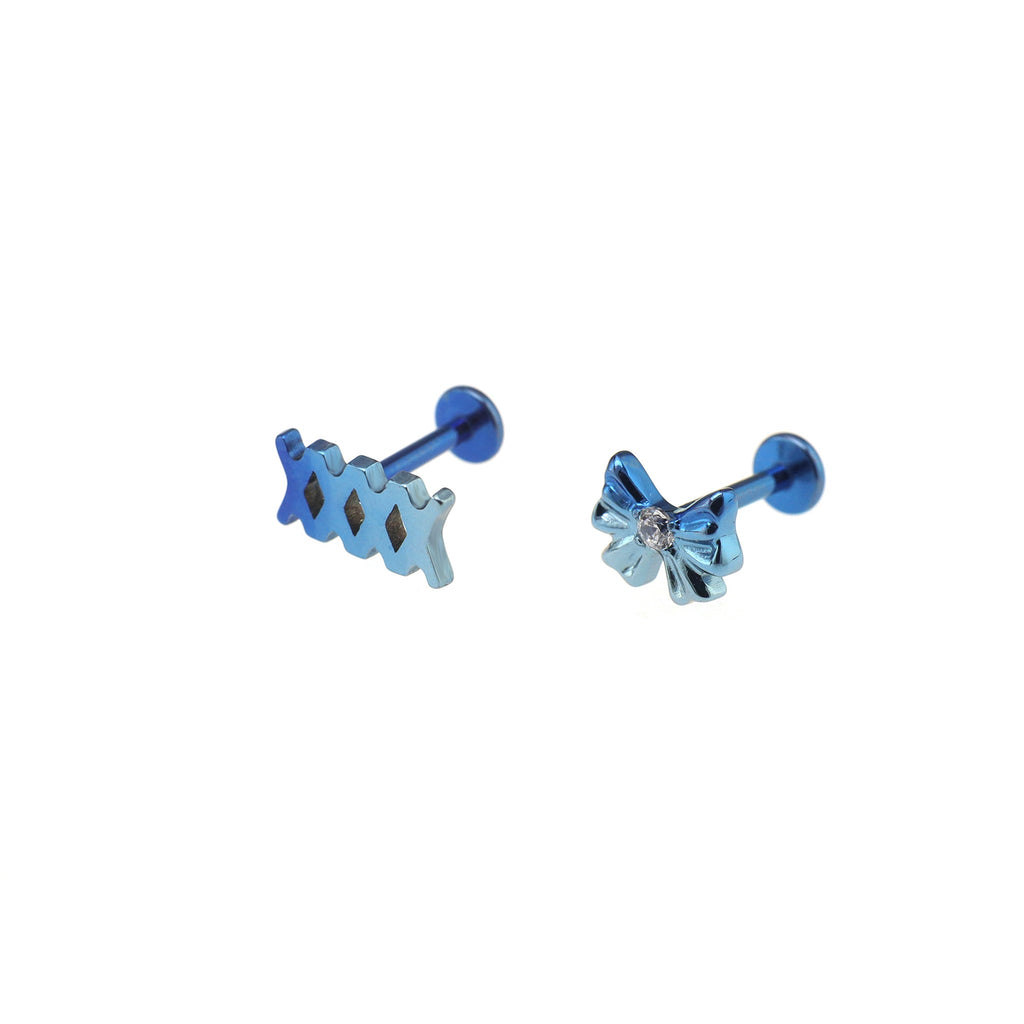 Bandage Bow CZ Titanium Ear Studs