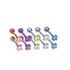 14G Square CZ Internally Threaded Titanium Tongue Stud