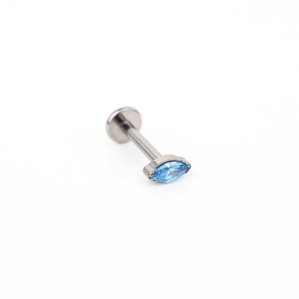 Rainbow Marquise CZ Internally Threaded Titanium Ear Studs