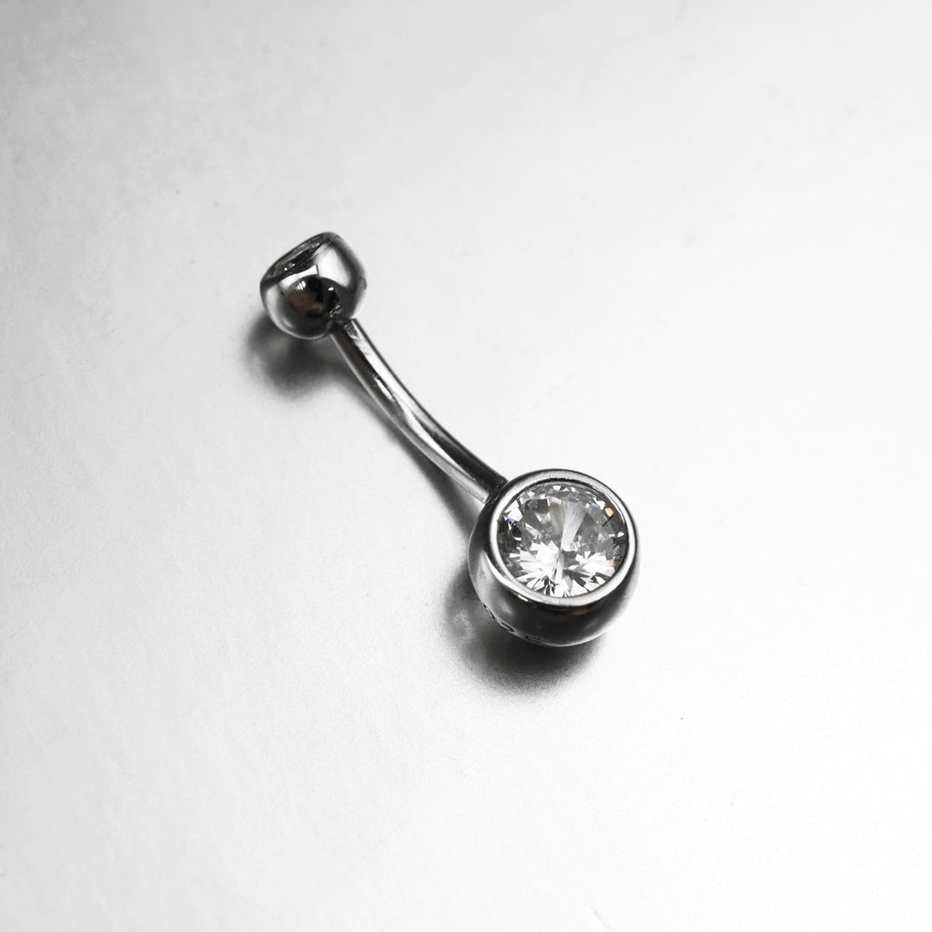 Double Gem CZ S925 Sterling Silver Belly Ring