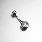 Double Gem CZ S925 Sterling Silver Belly Ring