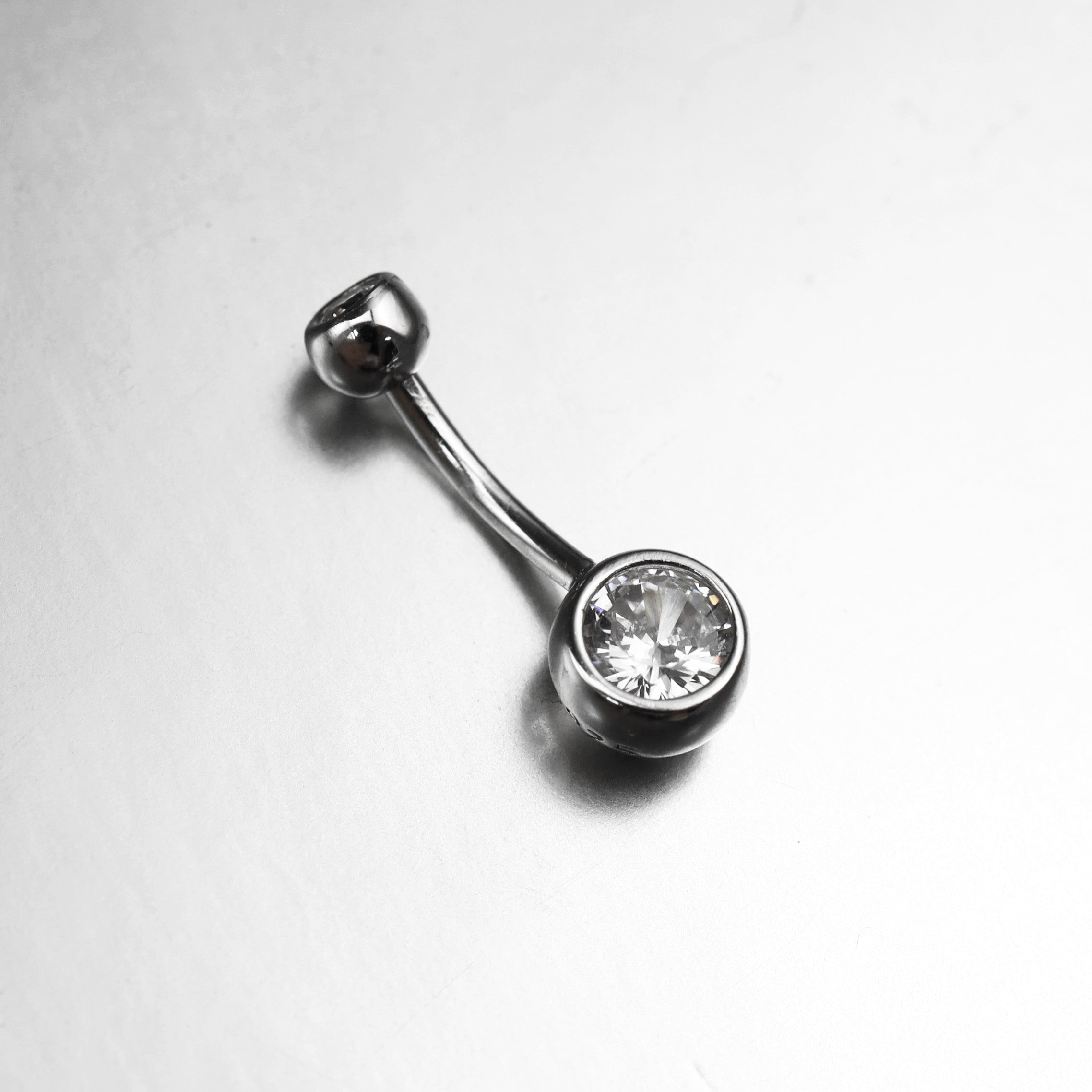 Double Gem CZ S925 Sterling Silver Belly Ring