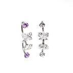 Butterfly CZ Internally Threaded Titanium Horseshoe Ring