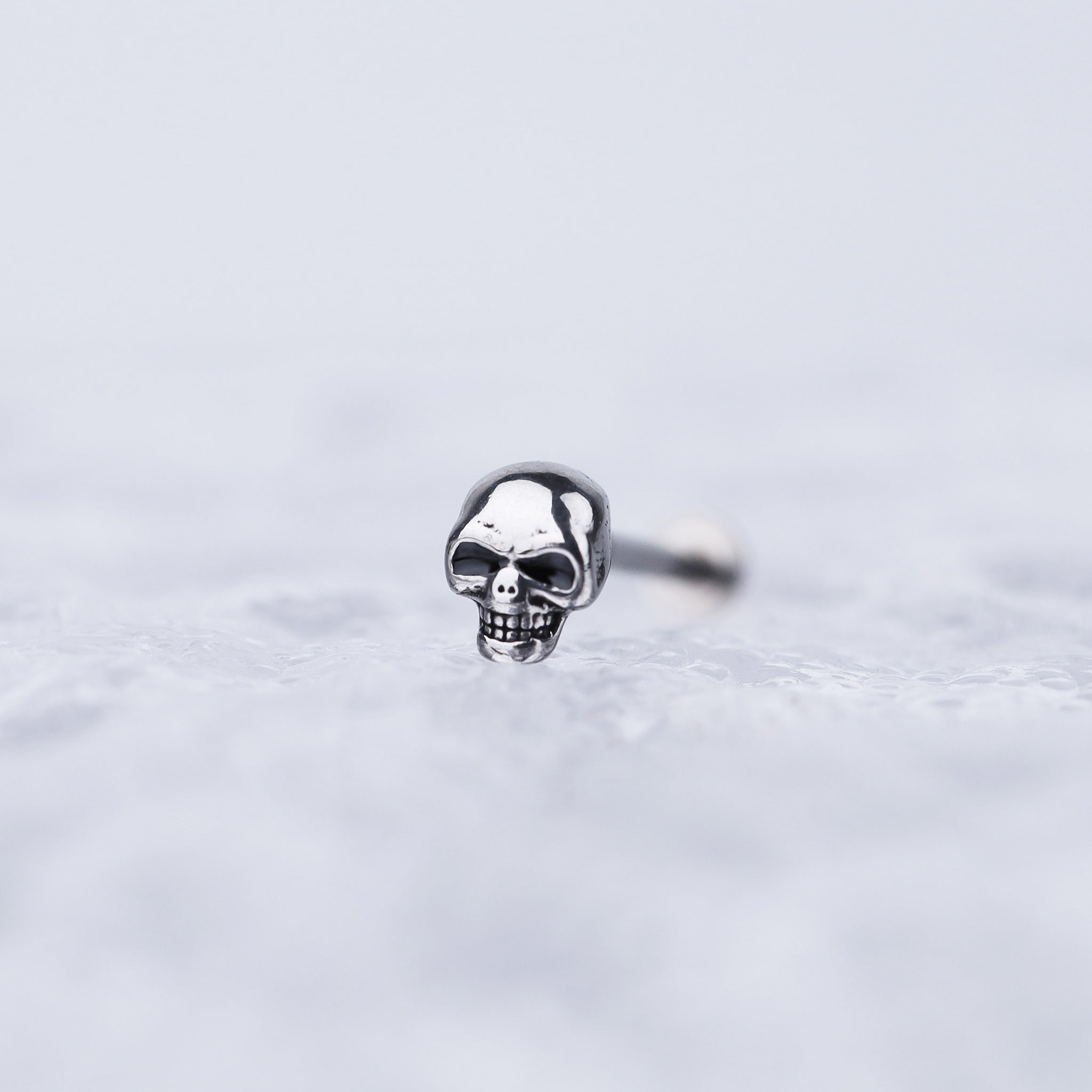 Skull Internally Threaded Stainless Steel Lip Ring