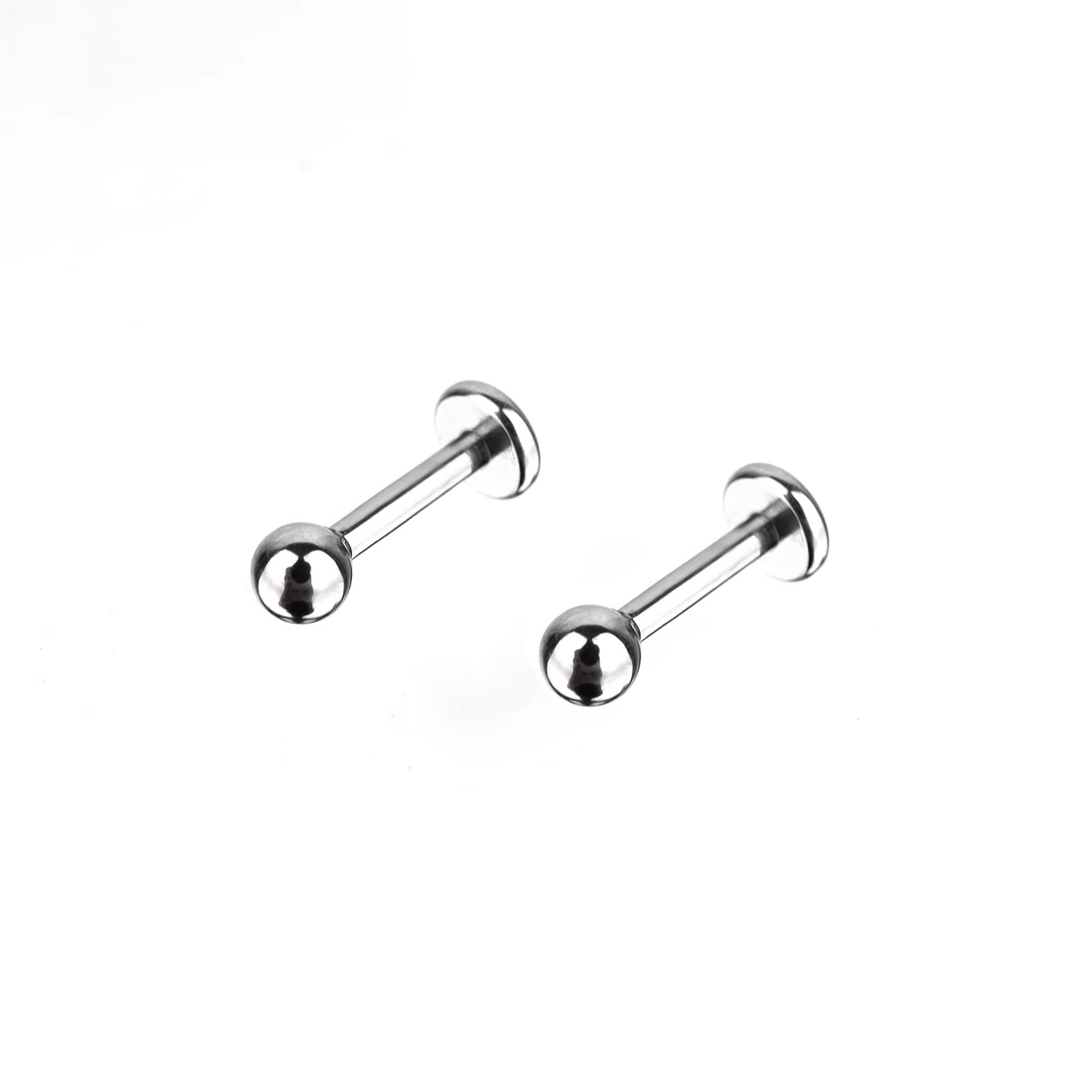 PAIR OF Comfort Fit External Thread Stainless Steel Labret Stud