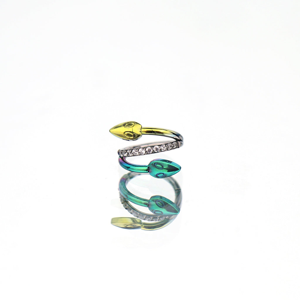 Double Head Snake Titanium Segment Hoop