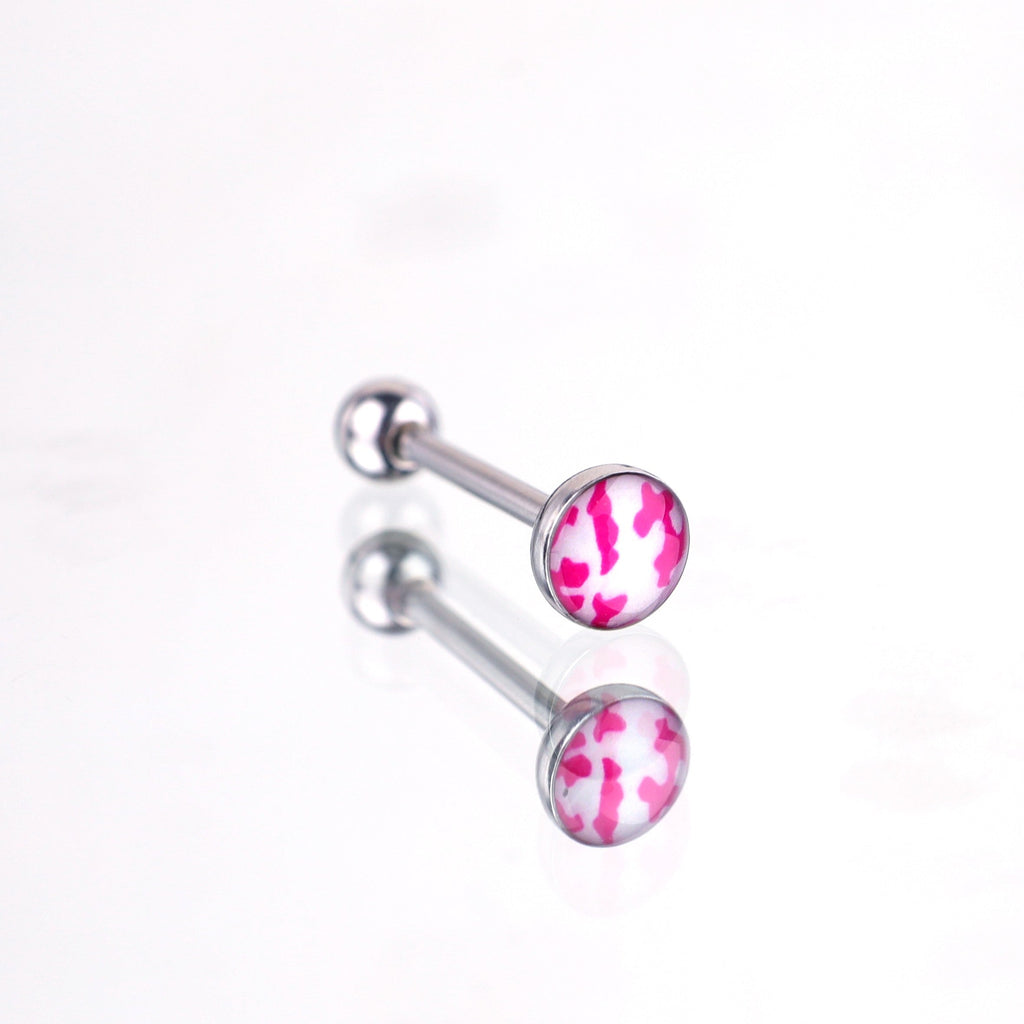 Leopard Print Oil Slick Tongue Stud