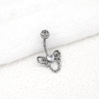 Heart-shaped CZ bow tie Dangle Belly Ring