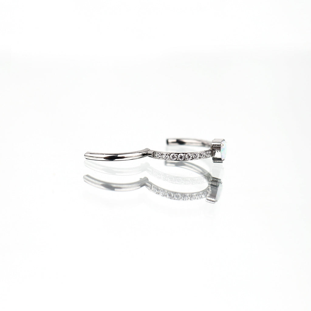 Heart Opal Titanium Clicker Hoop