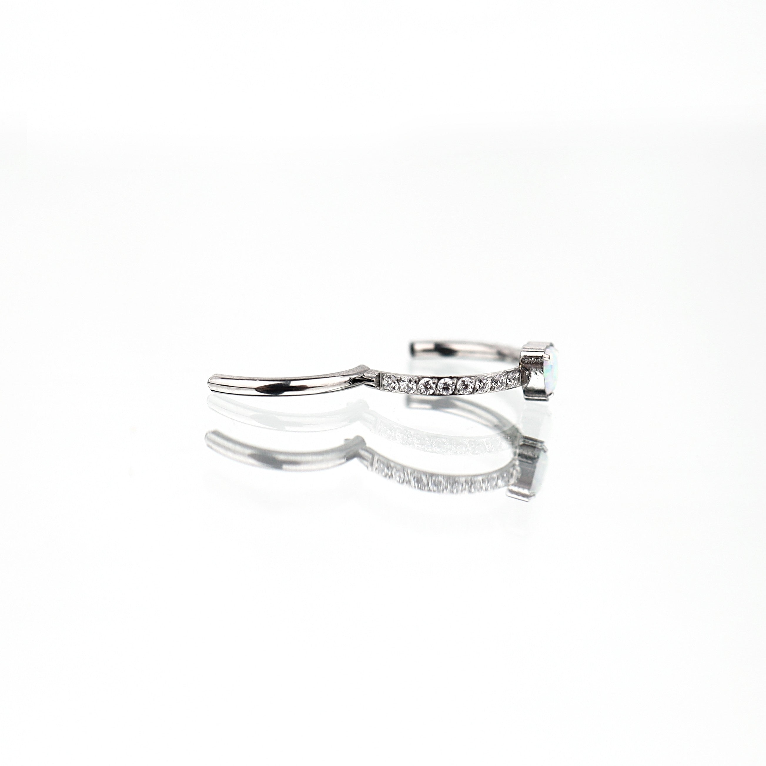 Heart Opal Titanium Clicker Hoop