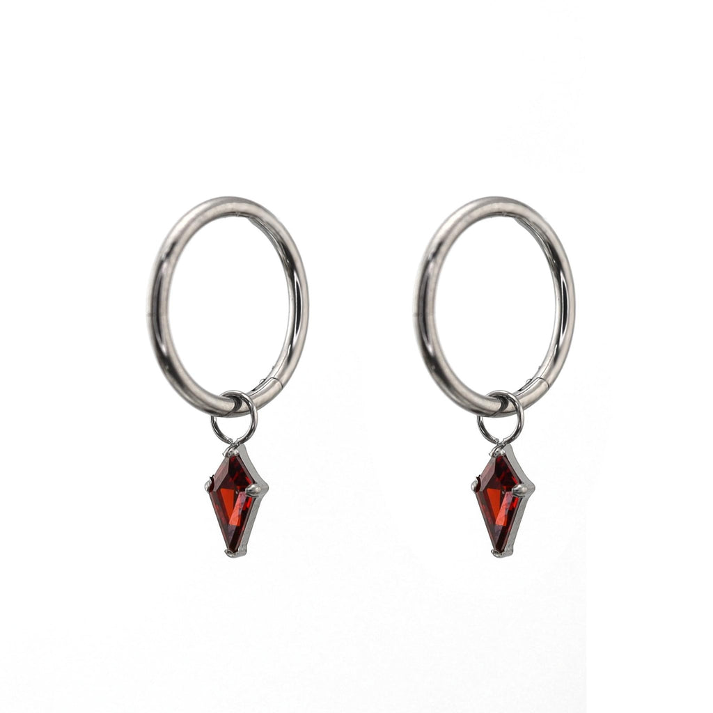 Red Rhombic CZ Pendant Titanium Segment Hoop
