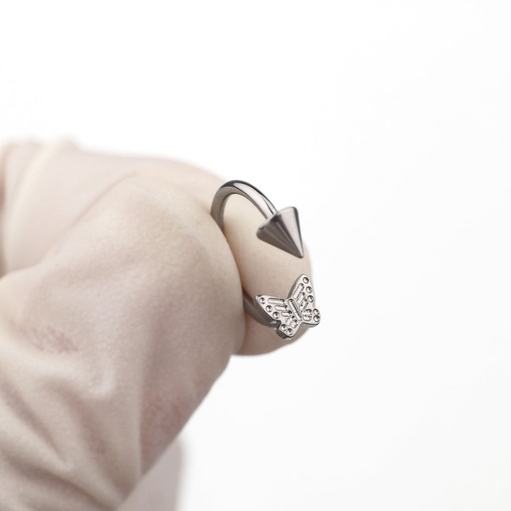 Butterfly Tapered Titanium Horseshoe Ring