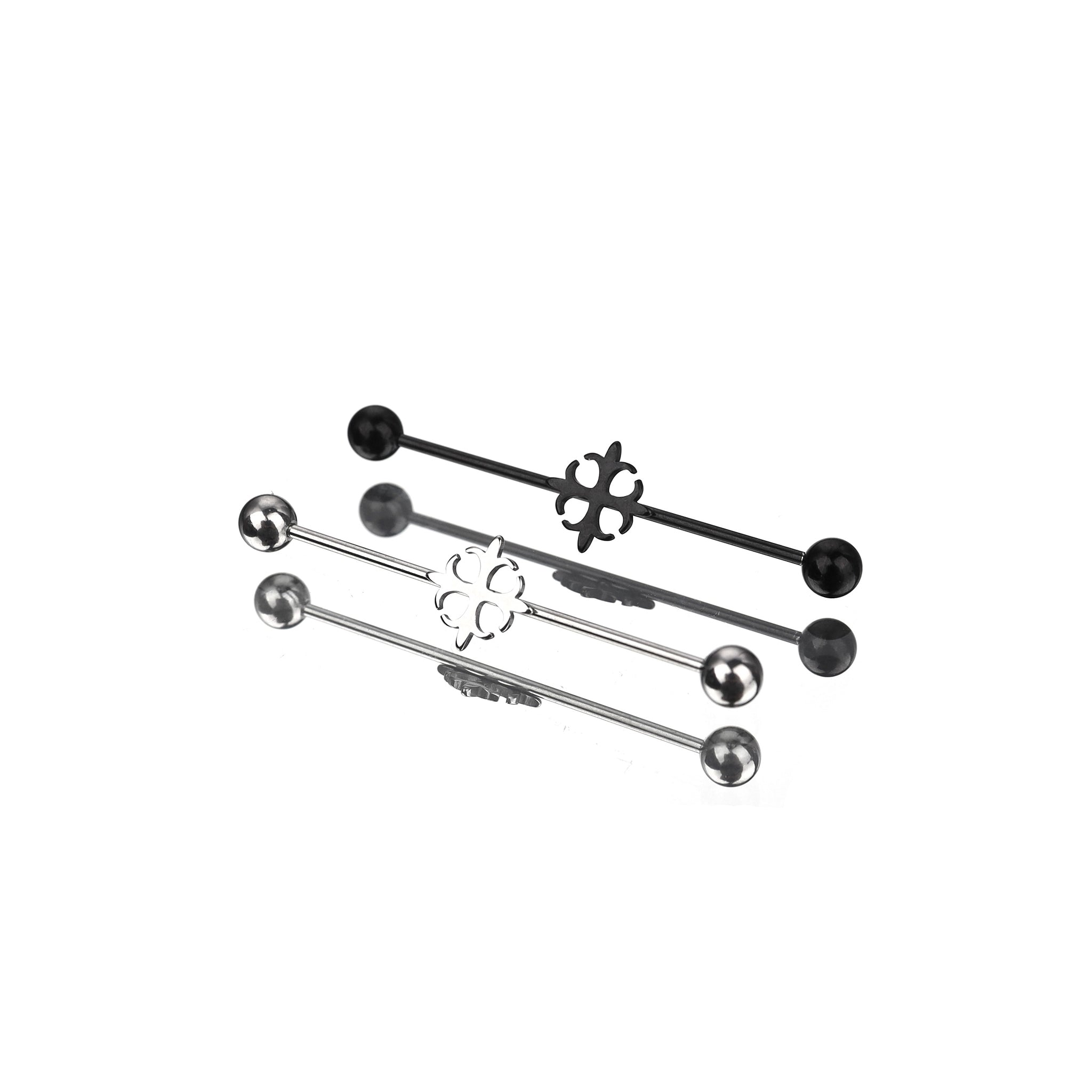 Cutout Black & White Cross Stainless Steel Industrial Barbell