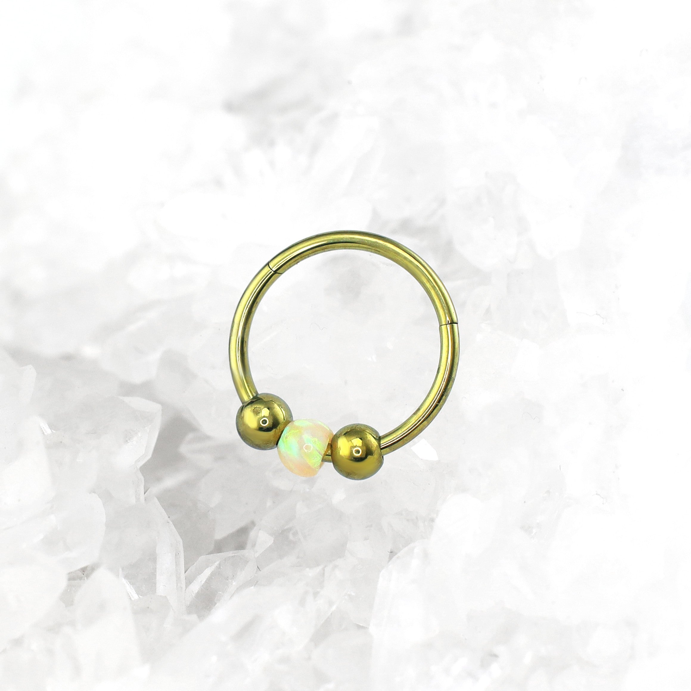 Spinning Ball Opal Titanium Segment Hoop