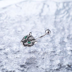 Leopard Head CZ S925 Sterling Silver Belly Ring