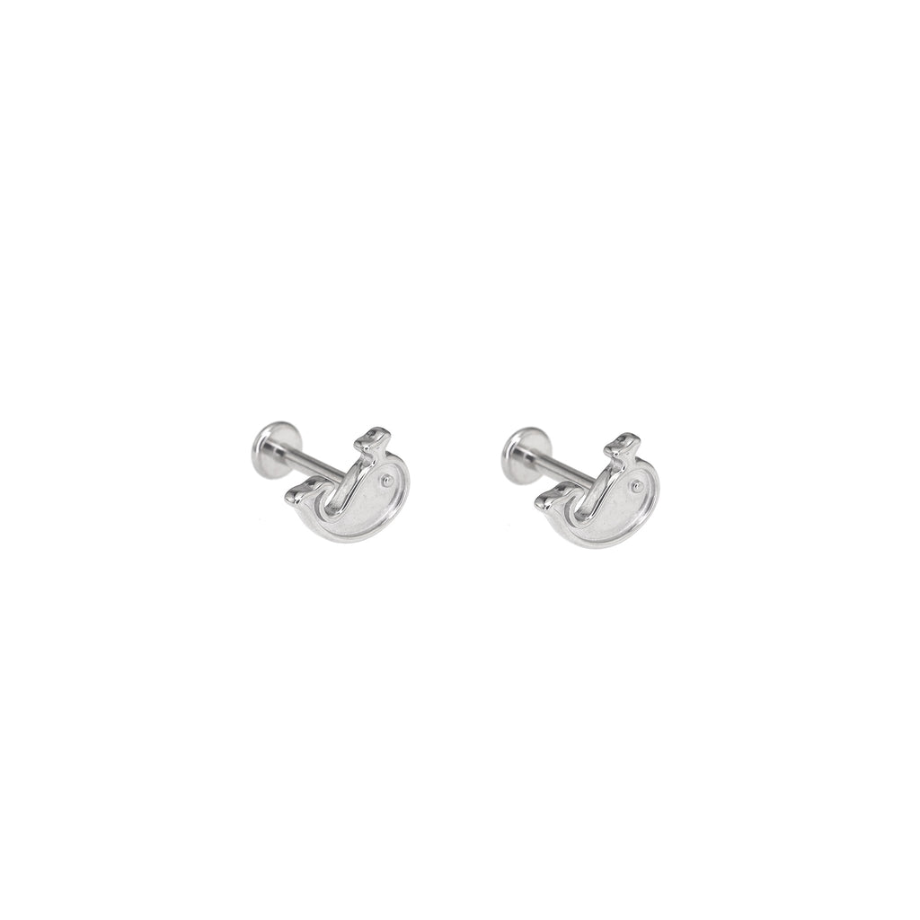 Whale Internally Threaded Stainless Steel Ear Studs