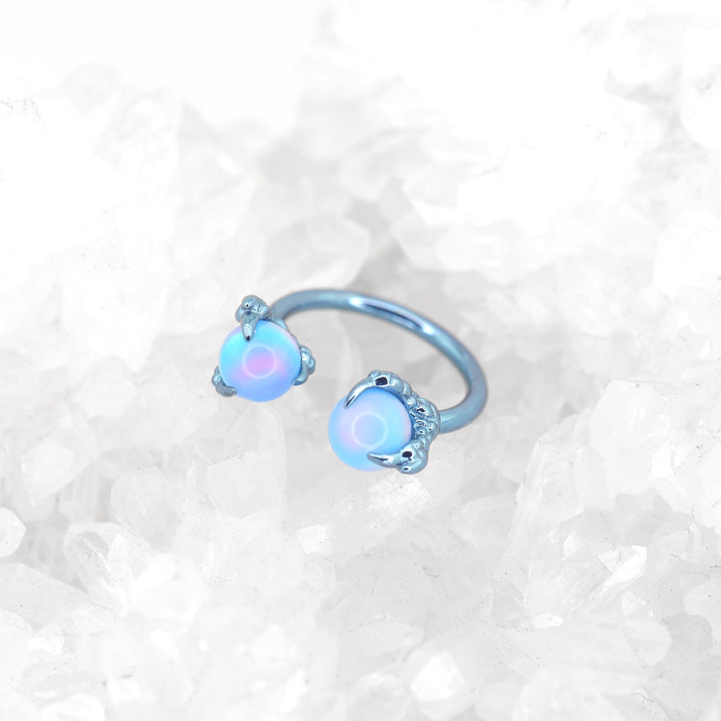 Dragon's claw Opal Titanium Horseshoe Ring