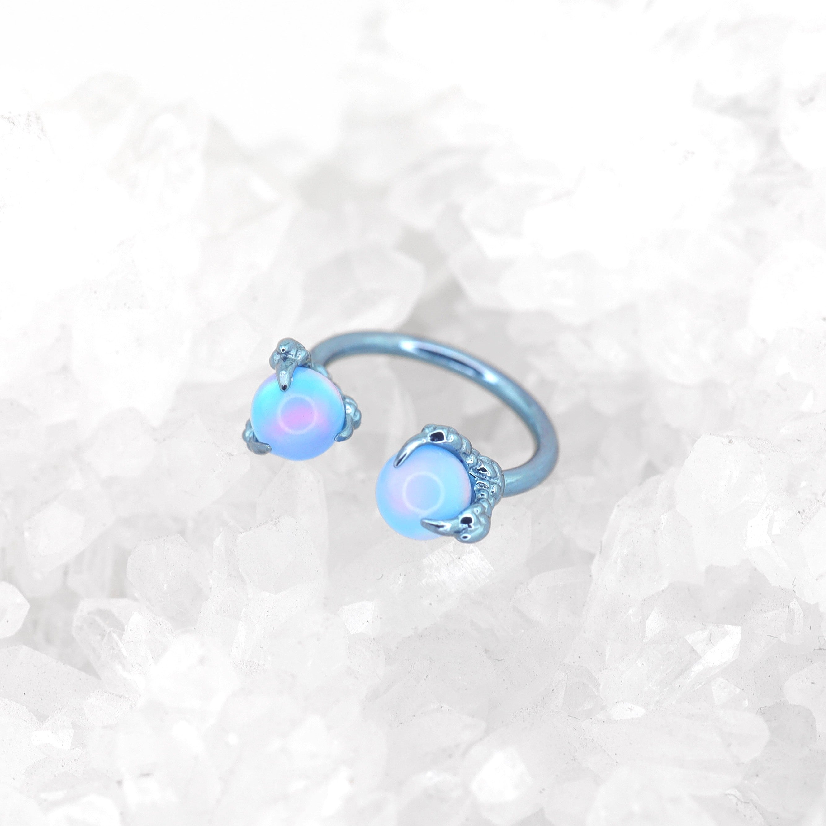 Dragon's claw Opal Titanium Horseshoe Ring