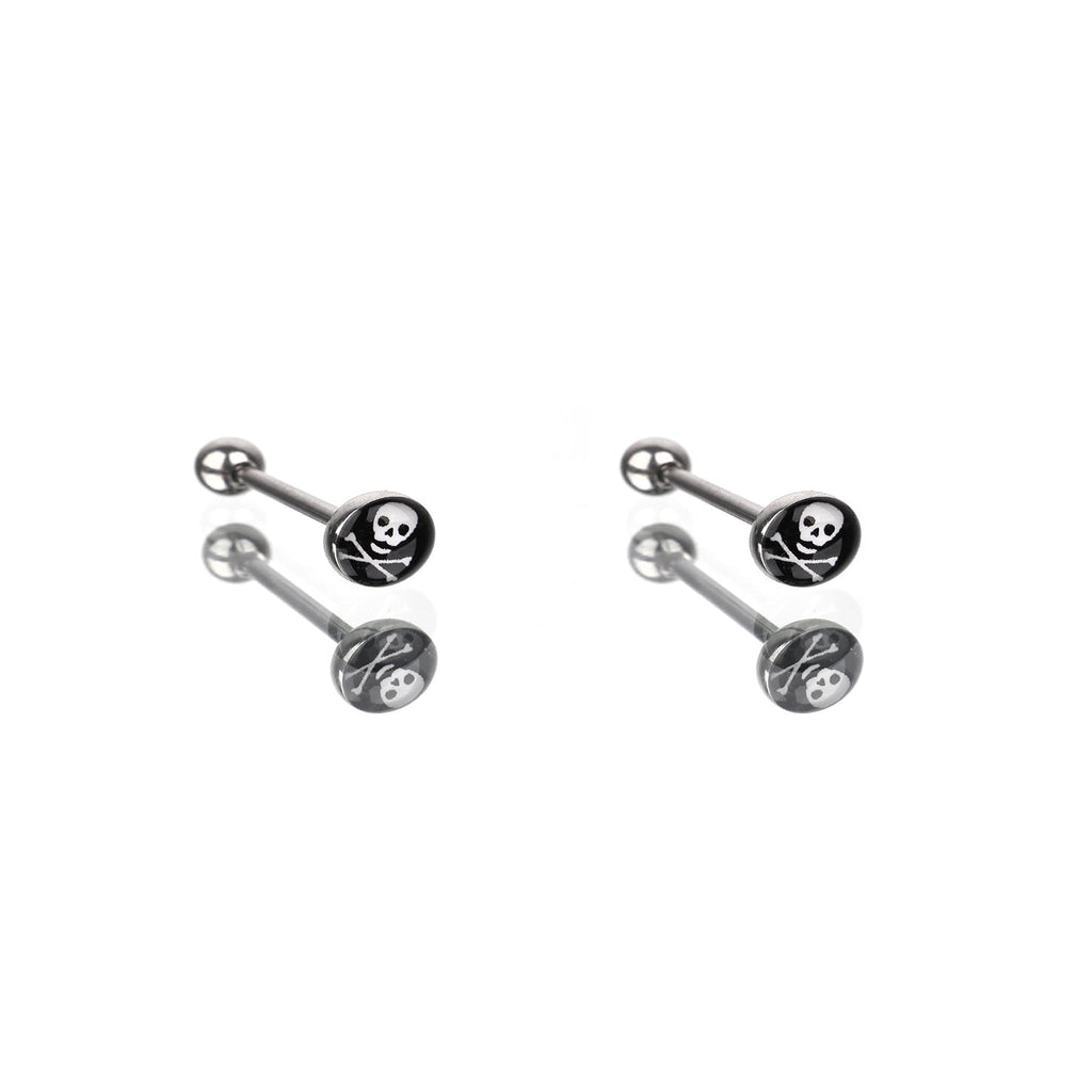 Resin Oil Slick Skull Stainless Steel Tongue Ring