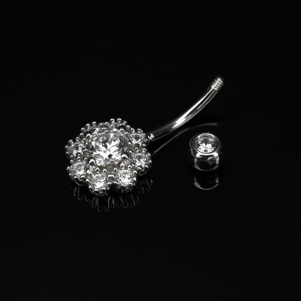 CZ Snowflake S925 Sterling Silver Belly Ring