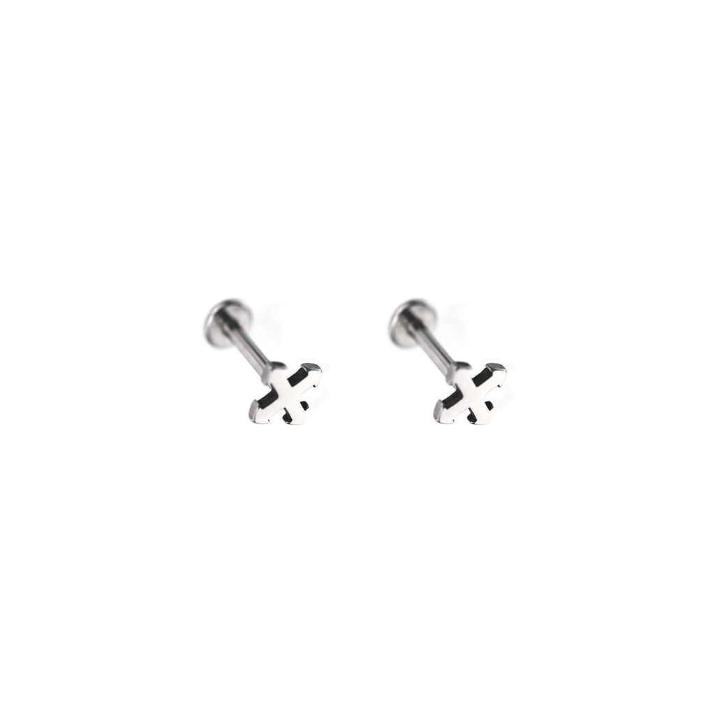 Gothic Cross Internally Threaded Stainless Steel Lip Ring