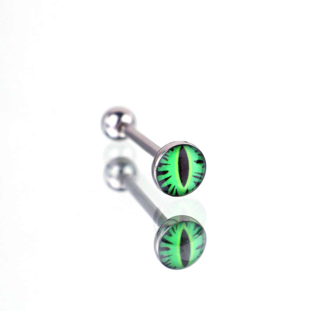Red & Green Devil Eye Oil Slick Tongue Stud