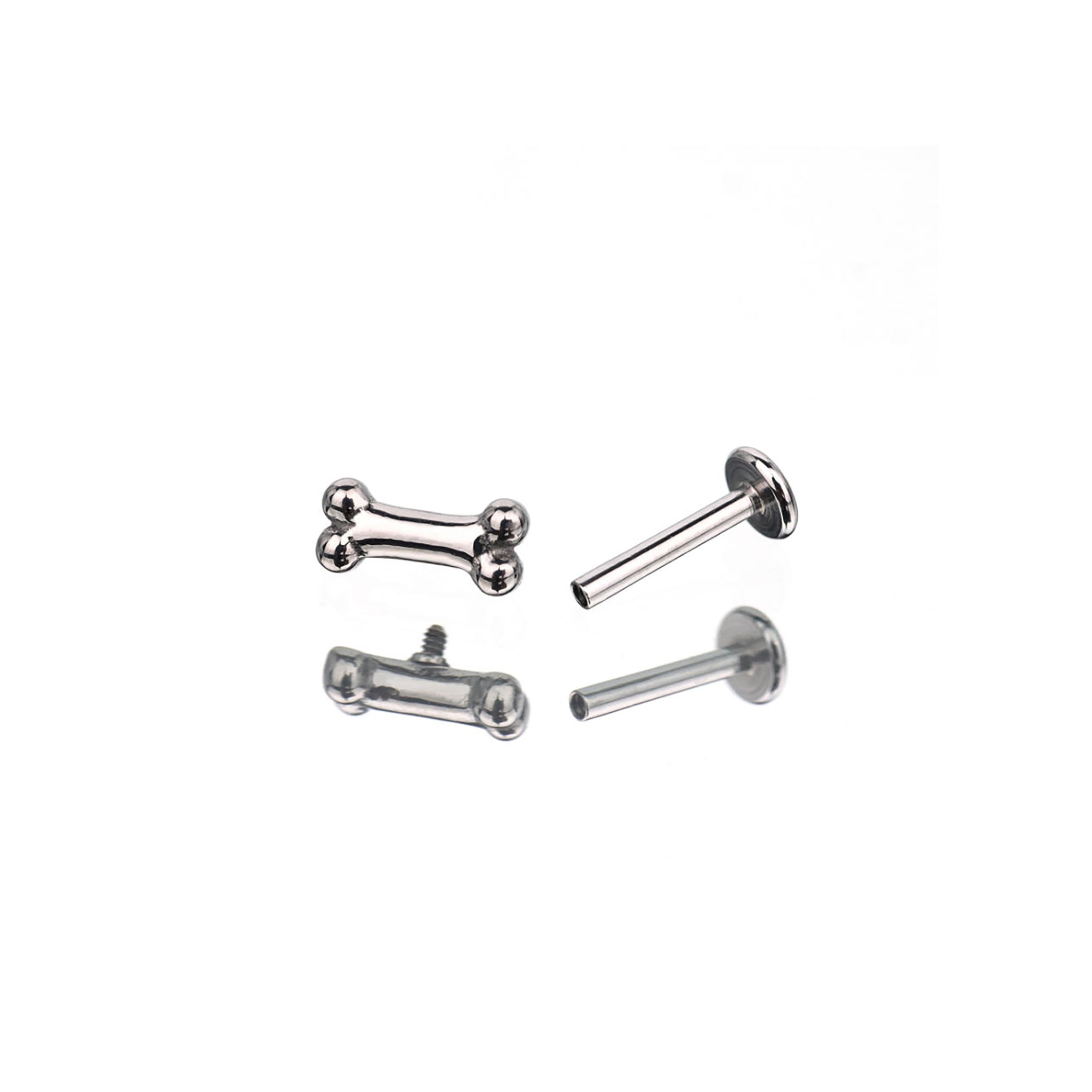 Cute Mini Bone Stainless Steel Internally Threaded Lip Ring