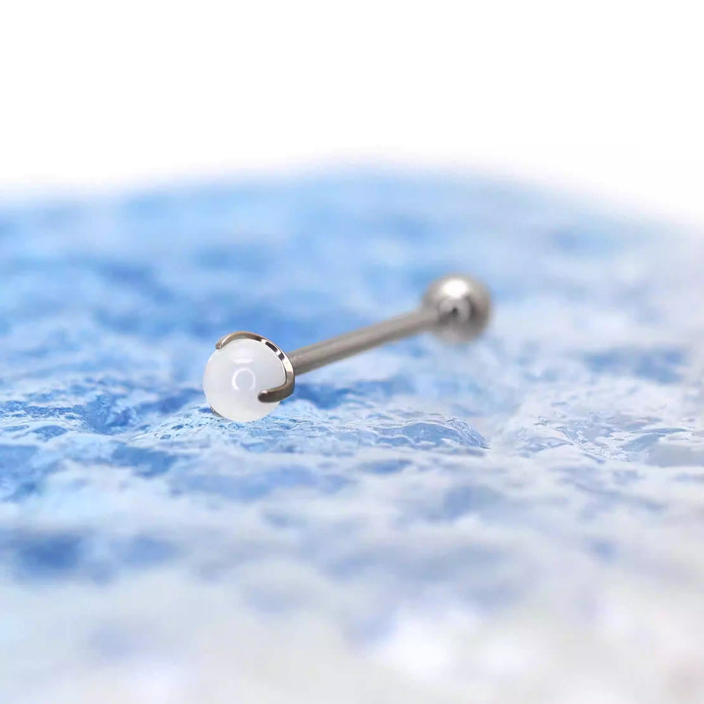 14G  Titanium  CZ Internally Threaded Barbell