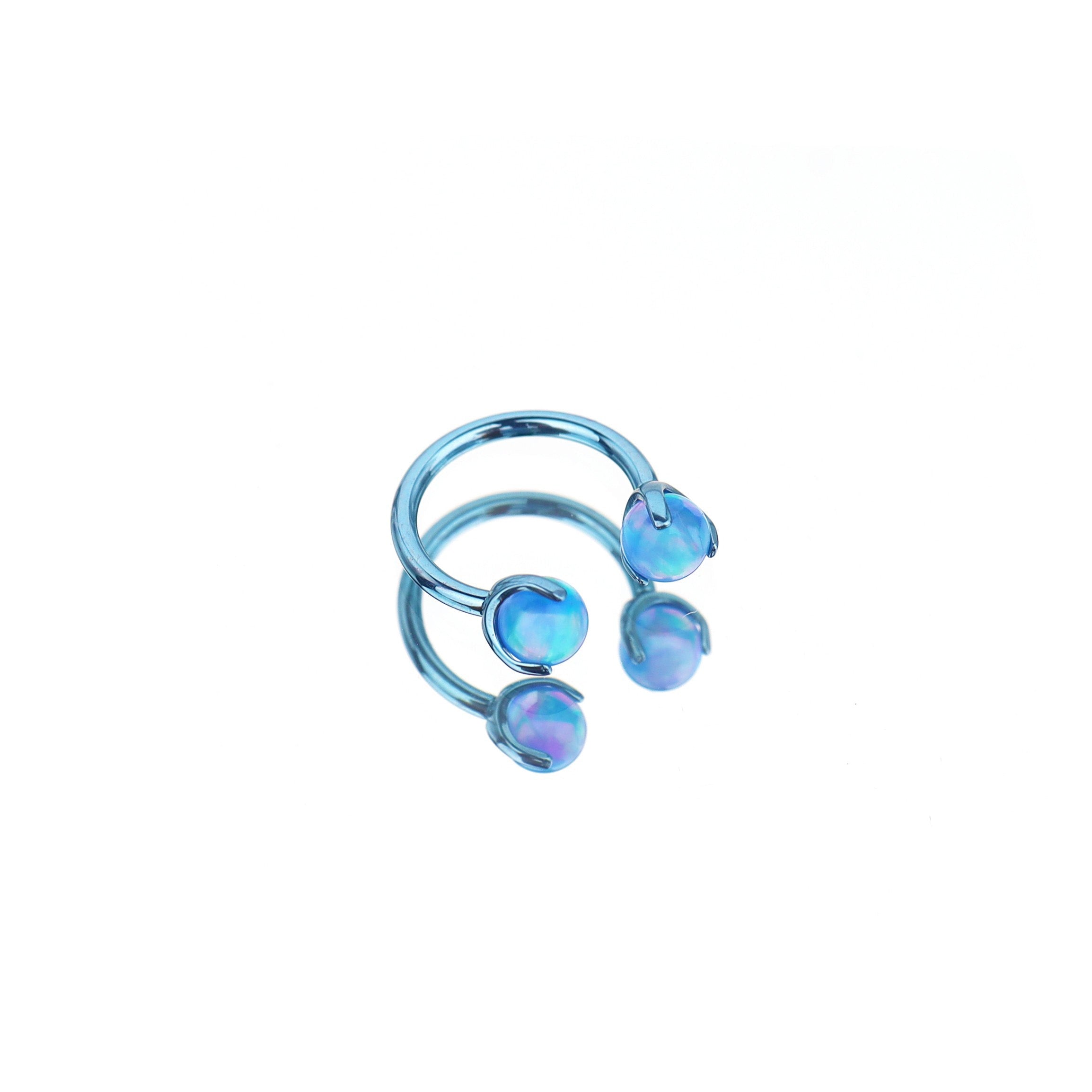 Opal Internally Threaded Titanium Horseshoe Ring