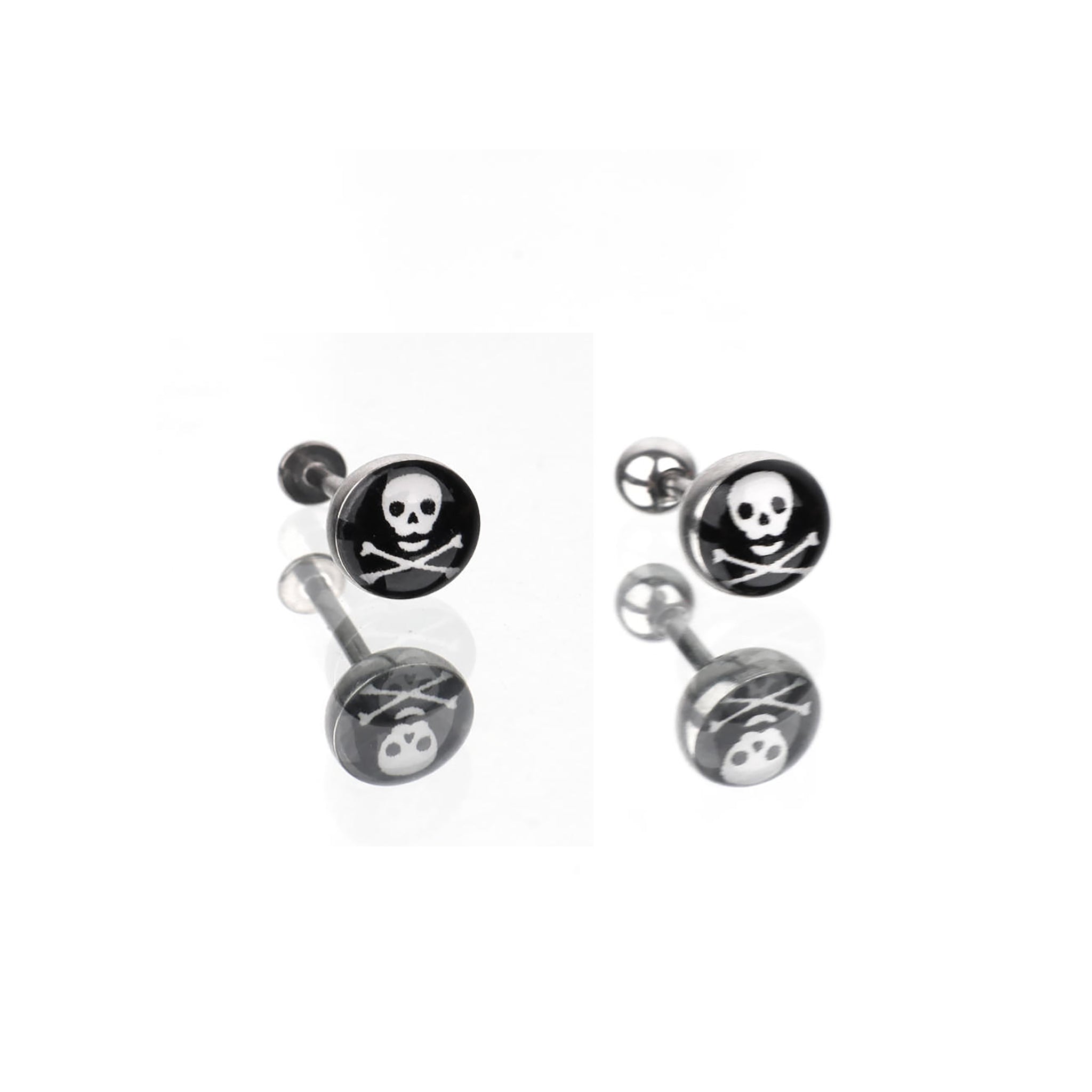 Resin Oil Slick Skull Stainless Steel Ear Ring