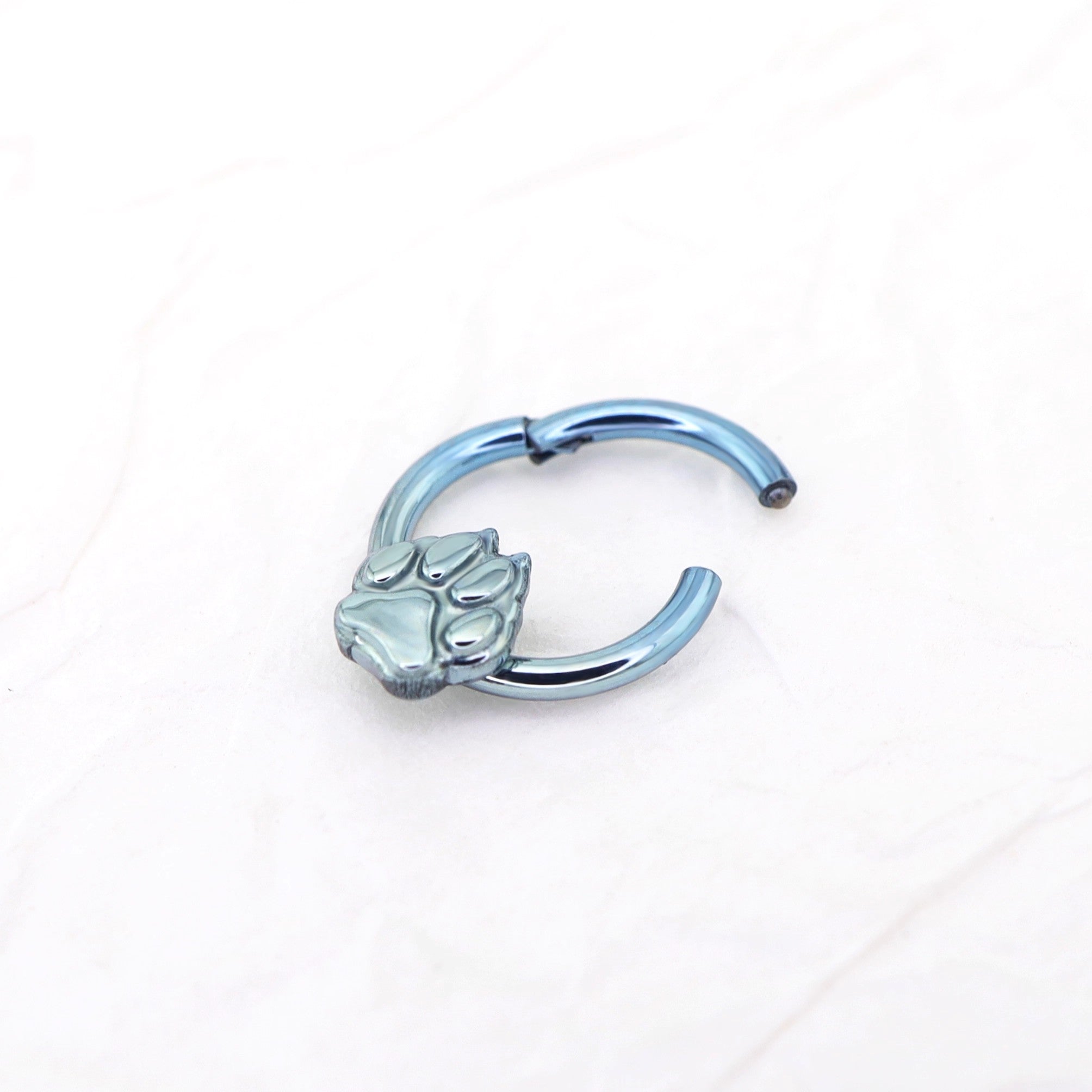 Cute Cat Paw Titanium Segment Hoop