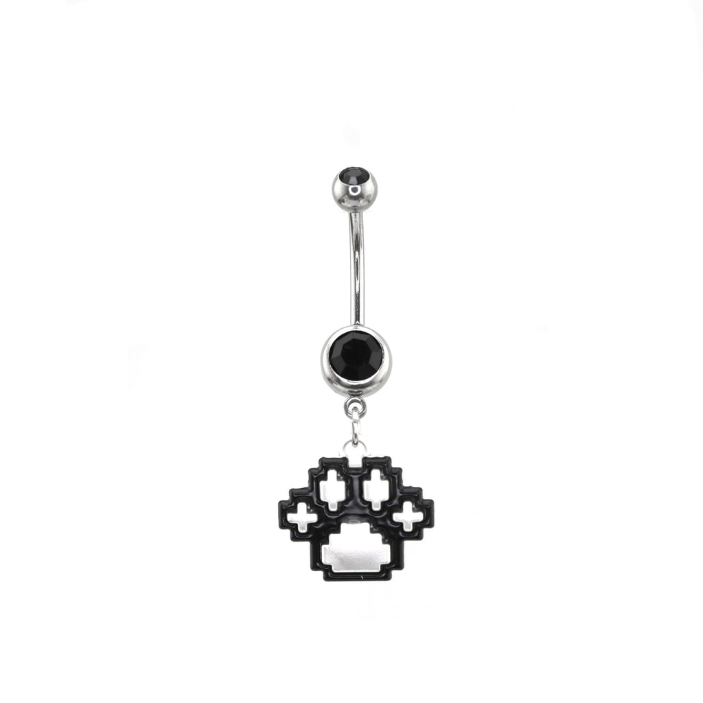 Pixel Art Cat Paw Pendant Belly Ring
