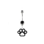 Pixel Art Cat Paw Pendant Belly Ring