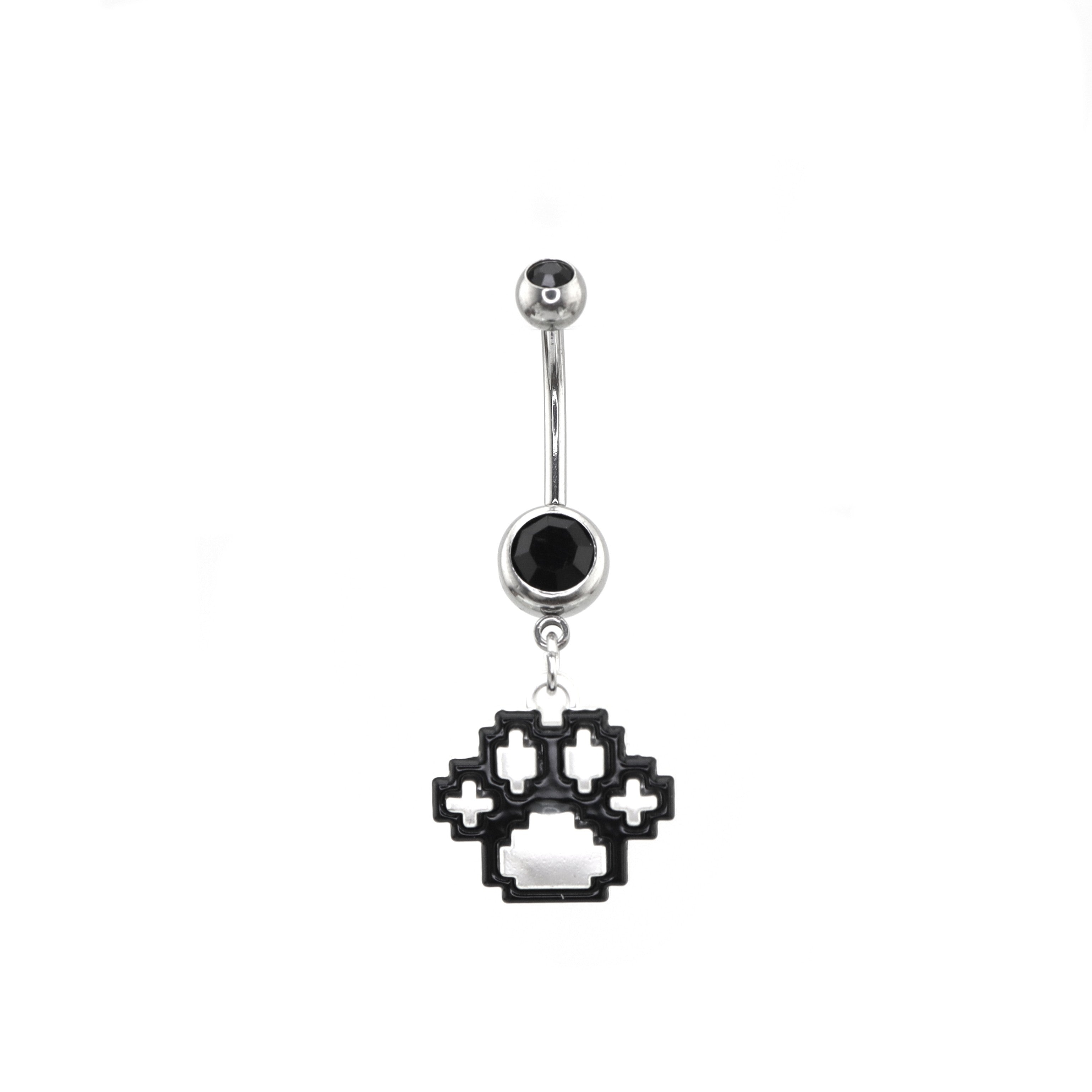 Pixel Art Cat Paw Pendant Belly Ring