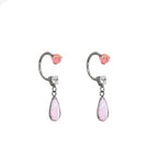 Pair of  Heart Opal CZ Titanium Horseshoe Ring