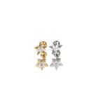 Gold & Silver Plated Double Layer CZ Pentagram Ear Studs