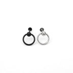 Black & White Ring Externally Threaded Stainless Steel Lip Ring