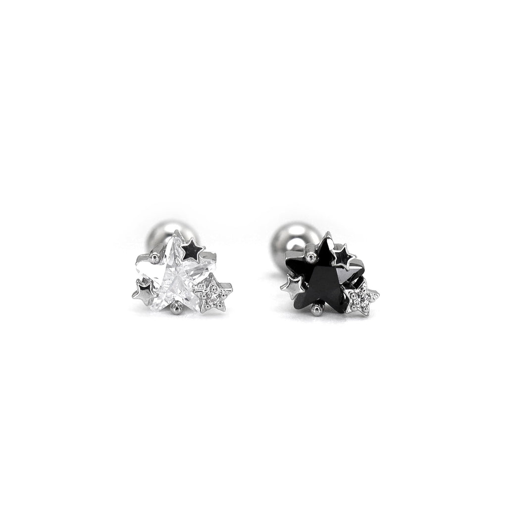 Black & White Multi-CZ Ear Studs