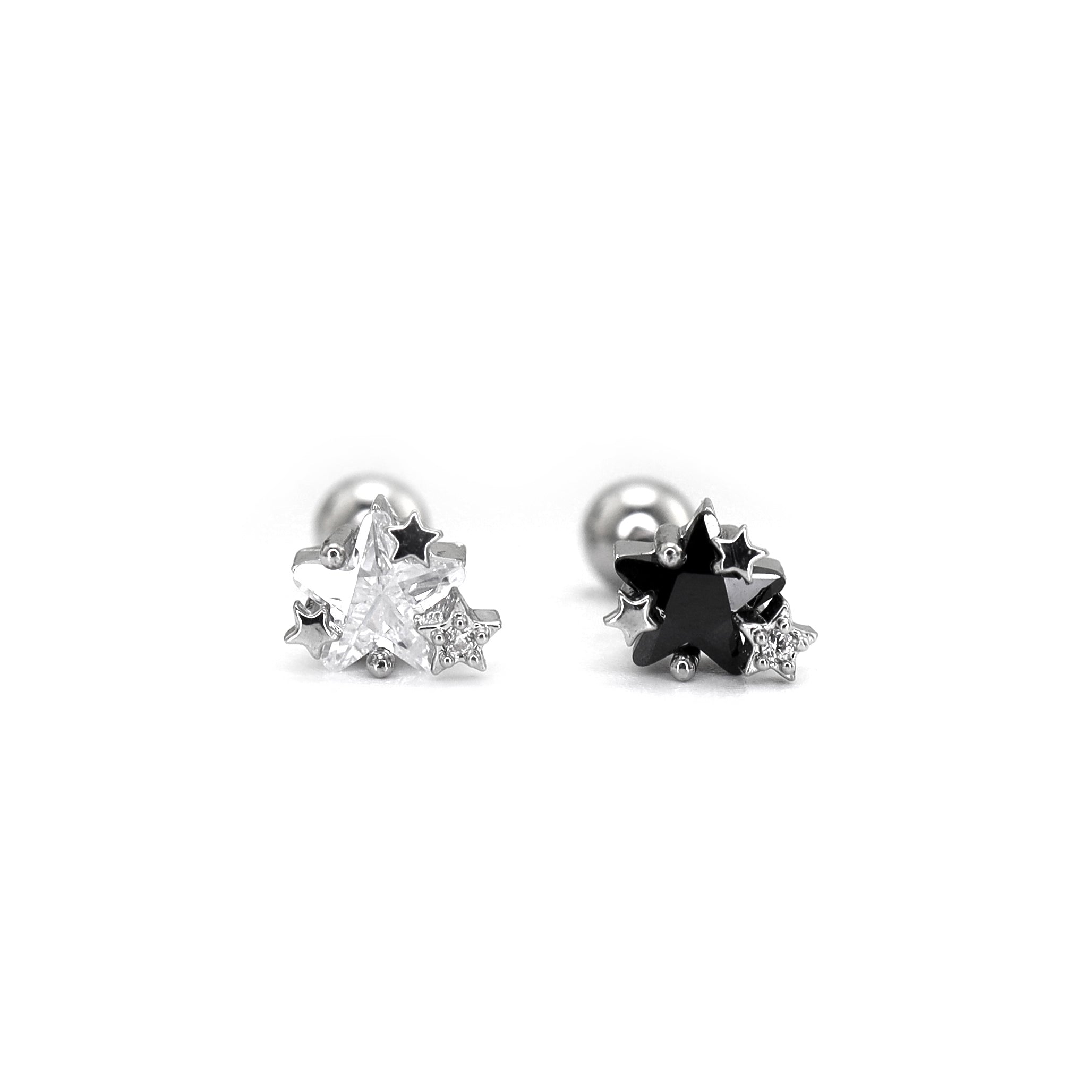 Black & White Multi-CZ Ear Studs