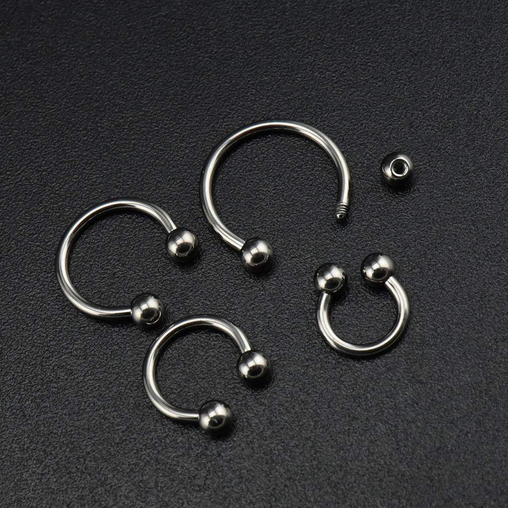 Classic Externally Threaded Titanium Horseshoe ring