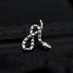 3D Green Eye Coiled Snake CZ Stainless Steel Ear Studs