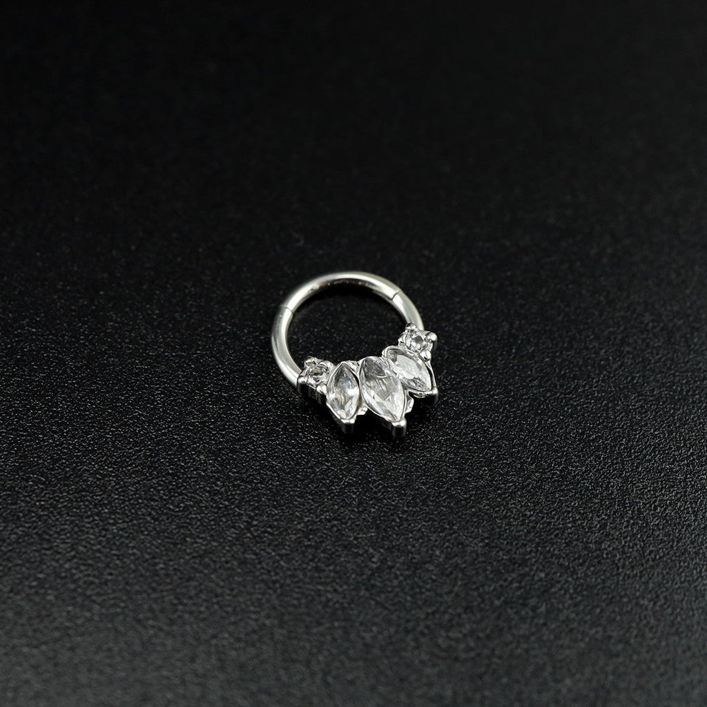 Oval and Round CZ Segment Septum Ring