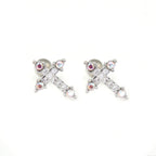 20G Thin Gauge CZ Crux Ear Studs
