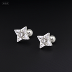 Four-Point Star CZ Thin Gauge Ear Studs