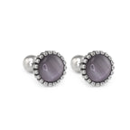 Gray & Blue CZ Externally Threaded Stainless Steel Ear Studs