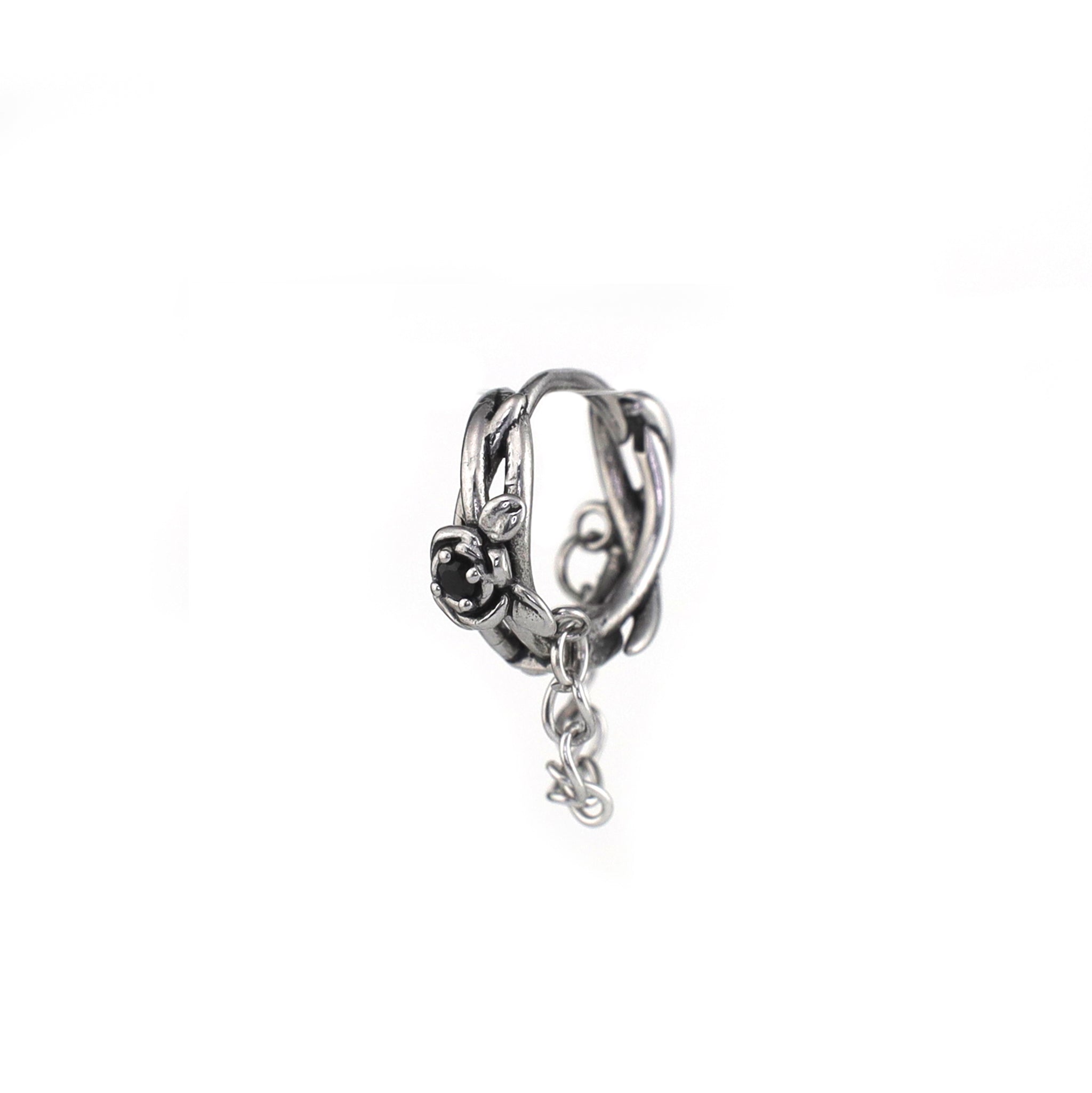 Rose Vine Drop Chain Stainless Steel Earrings