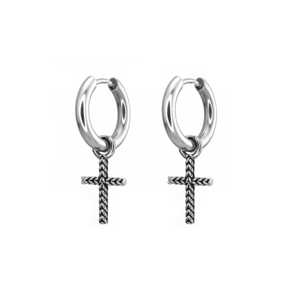 Woven Cross Pendant stainless steel Earrings