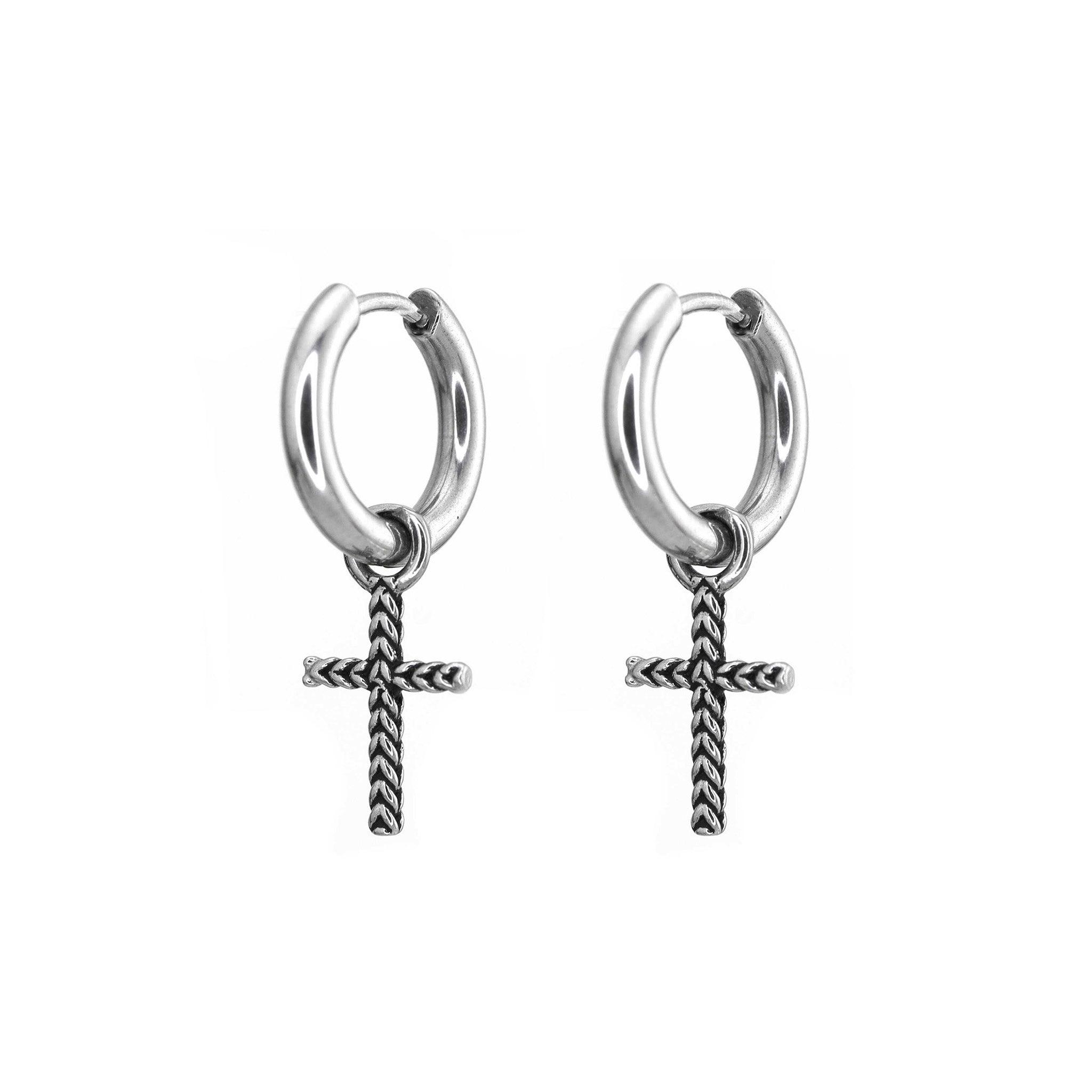 Woven Cross Pendant stainless steel Earrings
