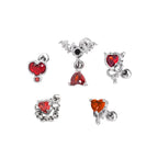 5PCS Red CZ Demon Stainless Steel Ear Studs SET