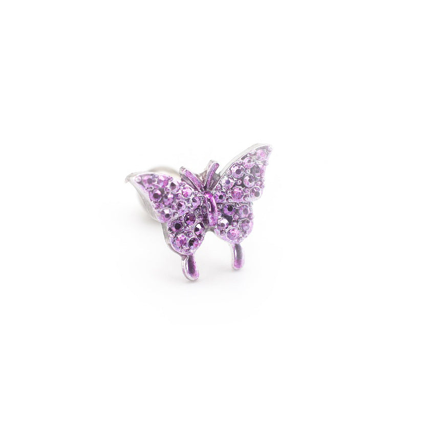Thin Needle Micro-Pave Butterfly Stainless Steel Ear Studs
